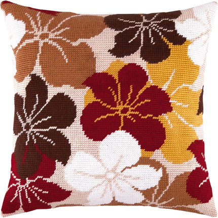 Needlepoint Pillow Kit "Periwinkles (Catharanthus)"