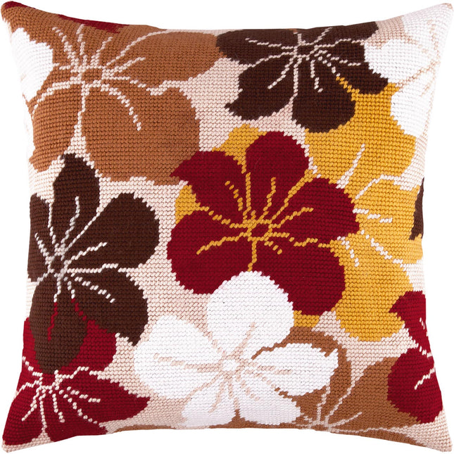 Needlepoint Pillow Kit "Periwinkles (Catharanthus)"