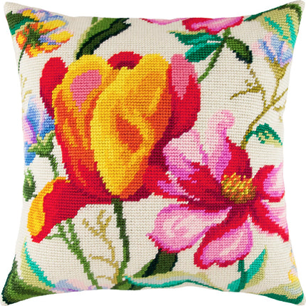 Needlepoint Pillow Kit "Tulips in Watercolor"