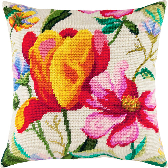 Needlepoint Pillow Kit "Tulips in Watercolor"