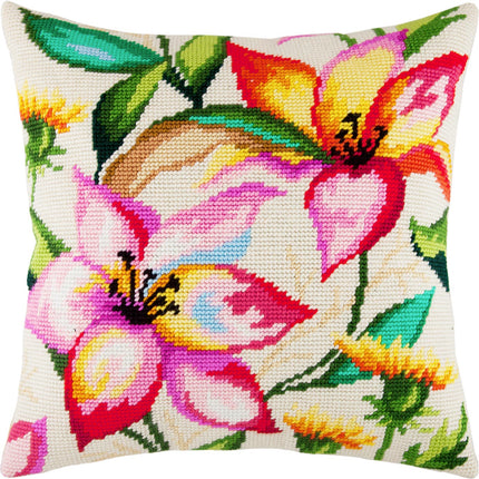 Needlepoint Pillow Kit "Lilies in Watercolor"