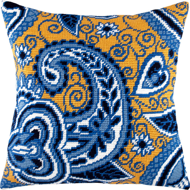 Needlepoint Pillow Kit "Azure and Gold"