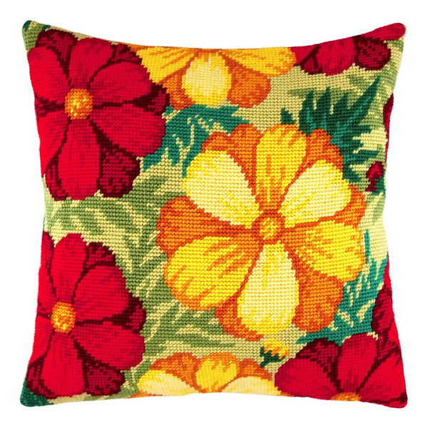 Needlepoint Pillow Kit "Golden Petals"