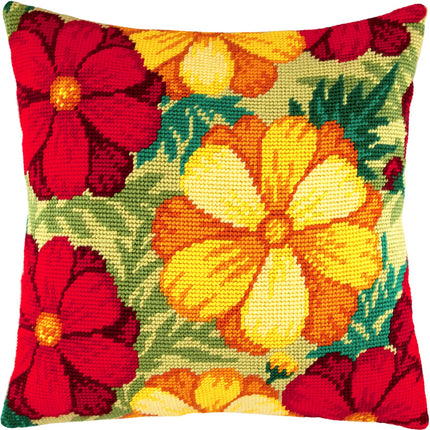 Needlepoint Pillow Kit "Golden Petals"