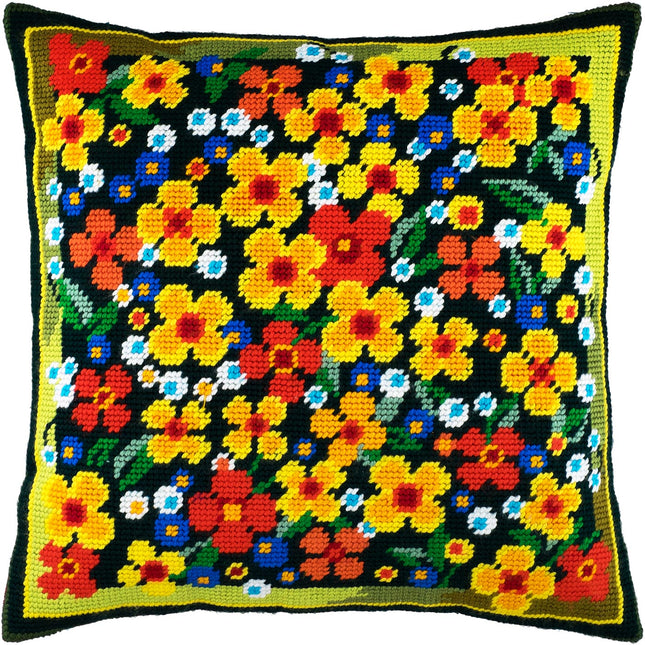 Needlepoint Pillow Kit "Meadow of Flowers"