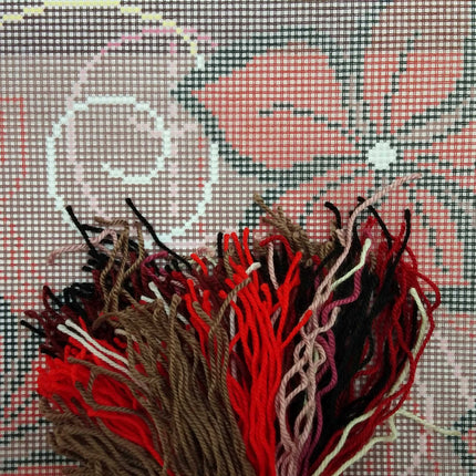 Needlepoint Pillow Kit "Red Flowers"