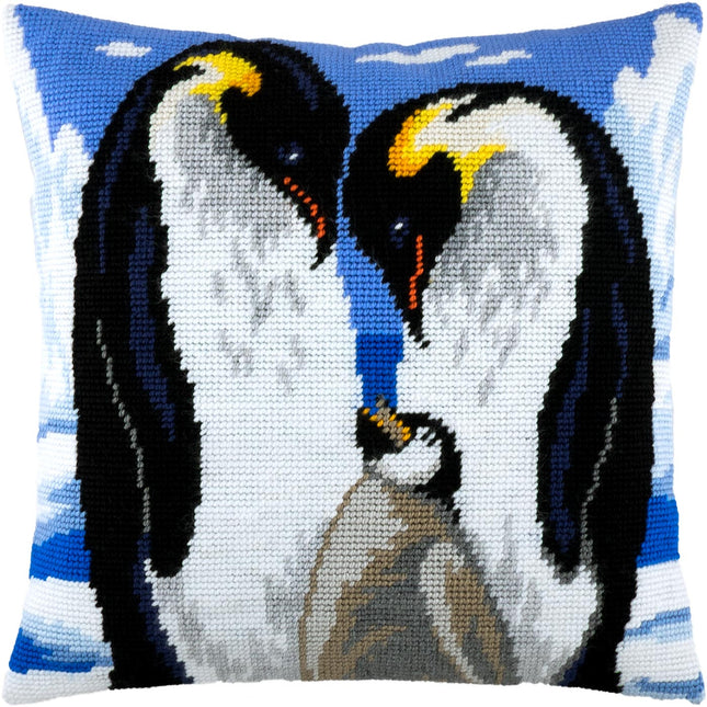 Needlepoint Pillow Kit "Penguins in Love"