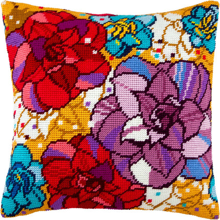 Needlepoint Pillow Kit "Floral Confetti"