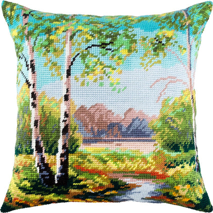 Needlepoint Pillow Kit "Birch Trees"