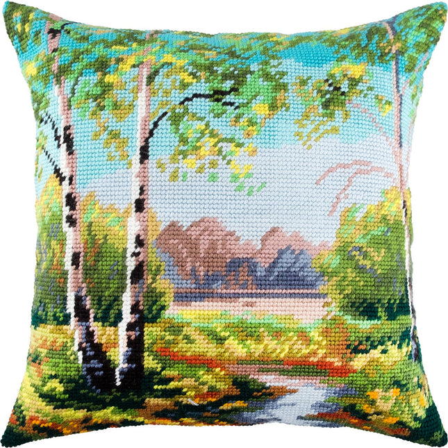 Needlepoint Pillow Kit "Birch Trees"