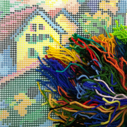 Needlepoint Pillow Kit "Houses on a Hill"
