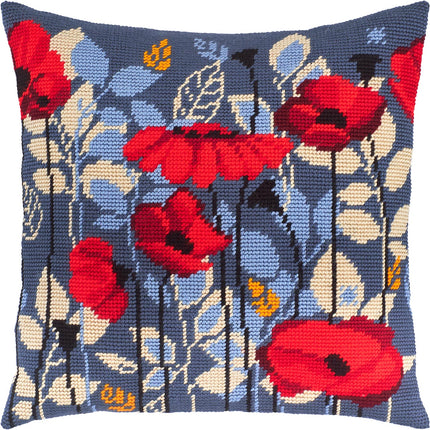 Needlepoint Pillow Kit "Poppies in the Evening"