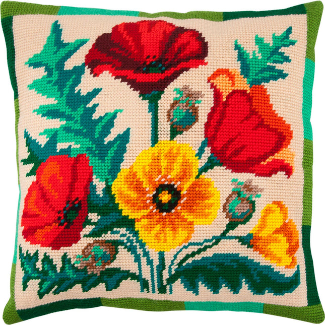 Needlepoint Pillow Kit "Bouquet of Poppies"