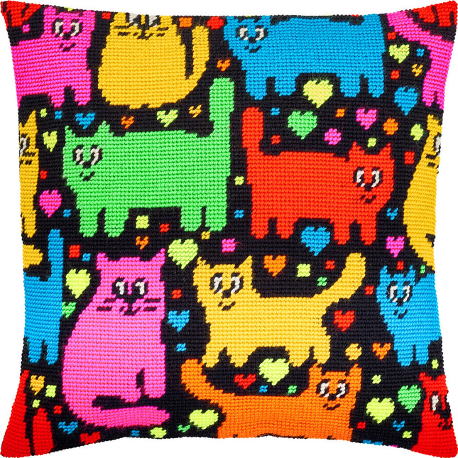 Needlepoint Pillow Kit "Puzzle of Cats"