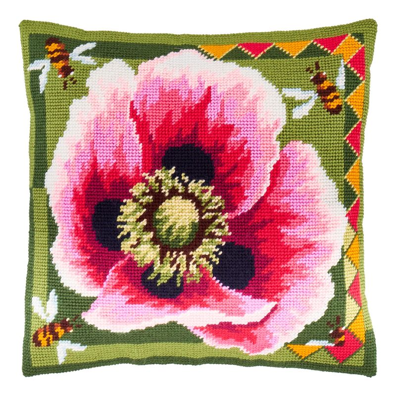 Needlepoint Pillow Kit "Large Poppy"