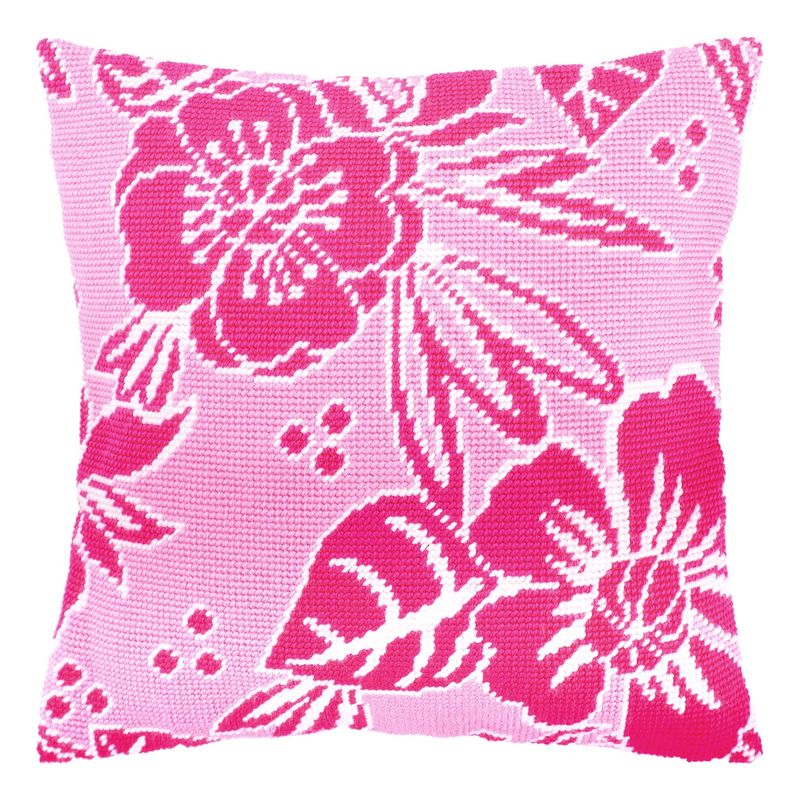 Needlepoint Pillow Kit "Flowers of Pink"