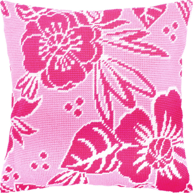 Needlepoint Pillow Kit "Flowers of Pink"