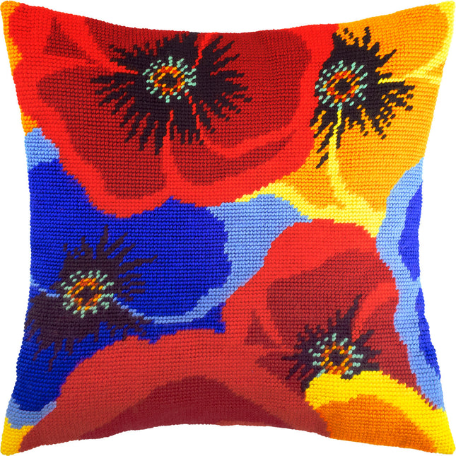 Needlepoint Pillow Kit "Colours of Poppies"