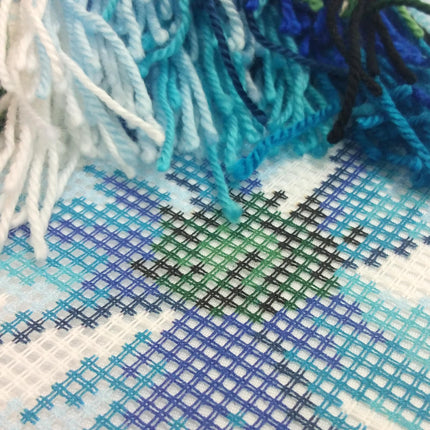 Needlepoint Pillow Kit "Blue Flowers"