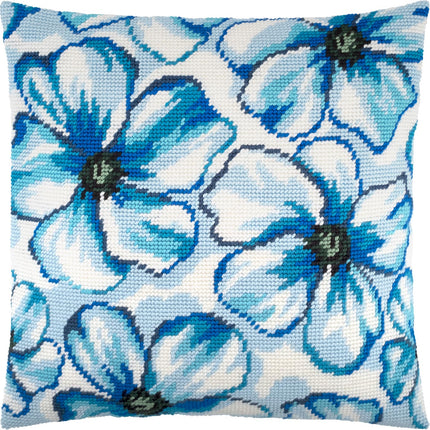Needlepoint Pillow Kit "Blue Flowers"