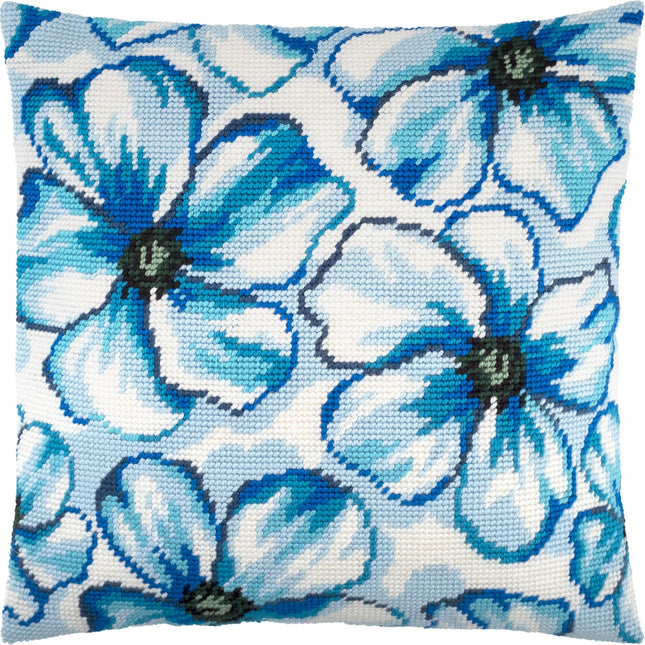 Needlepoint Pillow Kit "Blue Flowers"