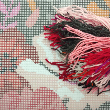 Needlepoint Pillow Kit "Red Flowers"