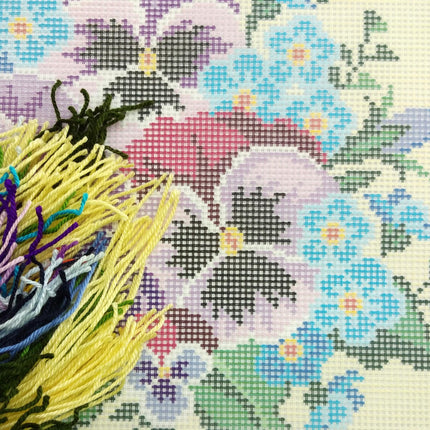 Needlepoint Pillow Kit "Bouquet of Pansies"