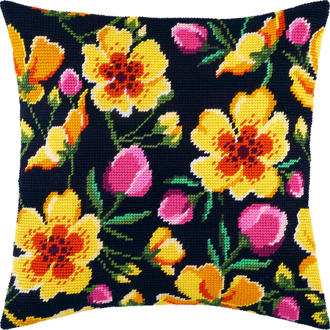 Needlepoint Pillow Kit "Hedge of Flowers"