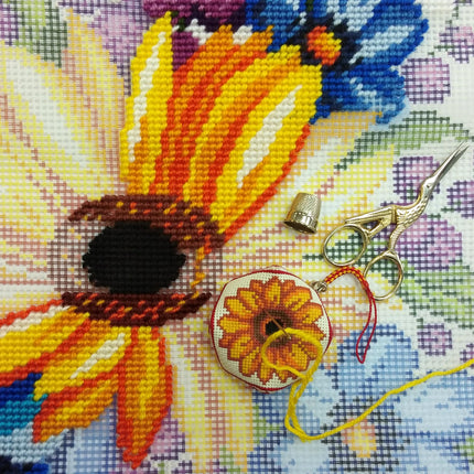 Needlepoint Pillow Kit "Sunflower among flowers"