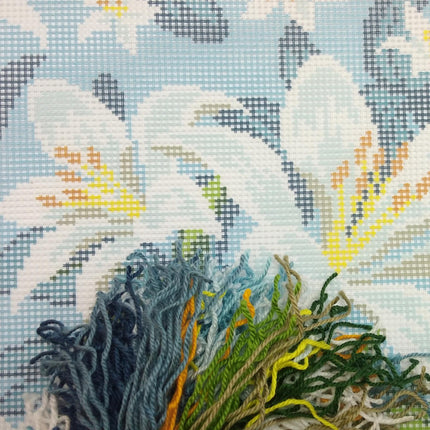 Needlepoint Pillow Kit "White Lilies"