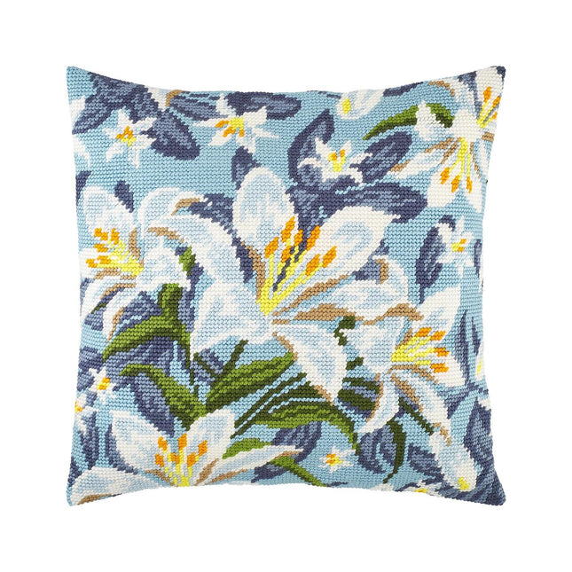 Needlepoint Pillow Kit "White Lilies"