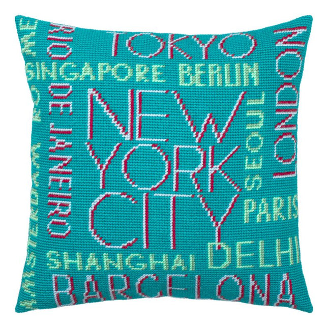 Needlepoint Pillow Kit "Cities"