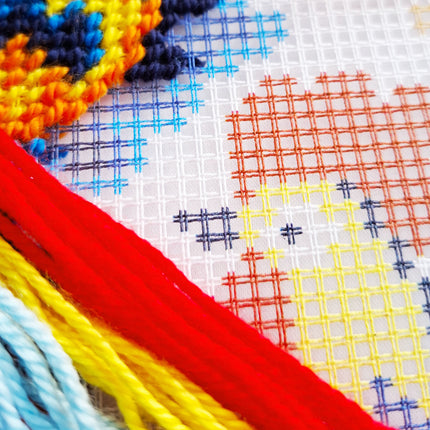 Needlepoint Pillow Kit "Colorful Roosters"