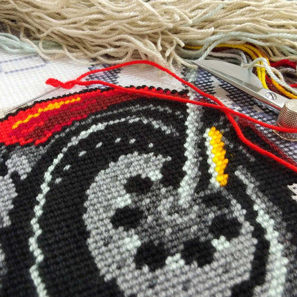Needlepoint Pillow Kit "Motorcycle"