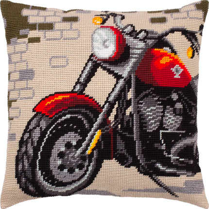 Needlepoint Pillow Kit "Motorcycle"