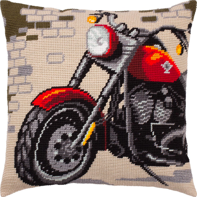 Needlepoint Pillow Kit "Motorcycle"