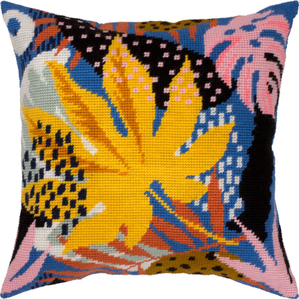 Needlepoint Pillow Kit "Tropical leaves"