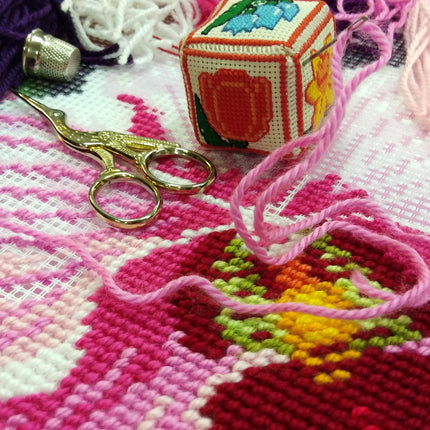 Needlepoint Pillow Kit "Pink Orchids"