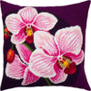 Needlepoint Pillow Kit "Pink Orchids"