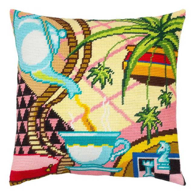 Needlepoint Pillow Kit "Teatime"
