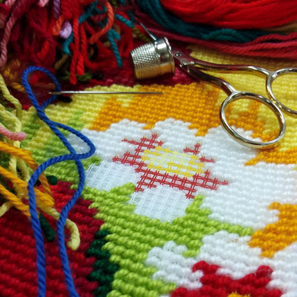 Needlepoint Pillow Kit "Still life with poppies and daisies"