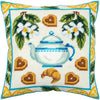 Needlepoint Pillow Kit "Tea and Cookies"