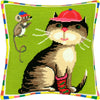 Needlepoint Pillow Kit "A Cat and a Mouse"