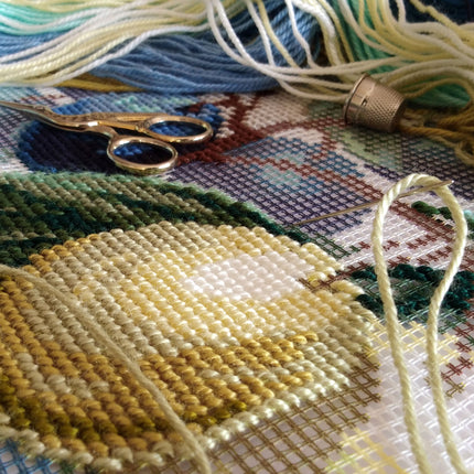 Needlepoint Pillow Kit "Plum Branches"
