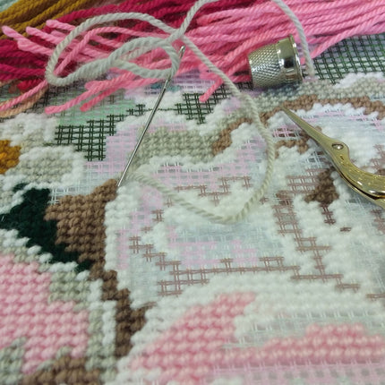 Needlepoint Pillow Kit "Peonies"