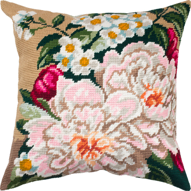 Needlepoint Pillow Kit "Peonies"
