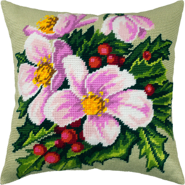Needlepoint Pillow Kit "Christmas Flowers"