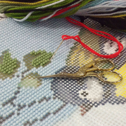 Needlepoint Pillow Kit "Tit at Her Nest"