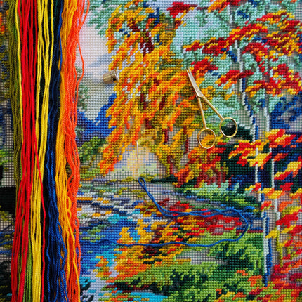Needlepoint Pillow Kit "The Park in Fall"
