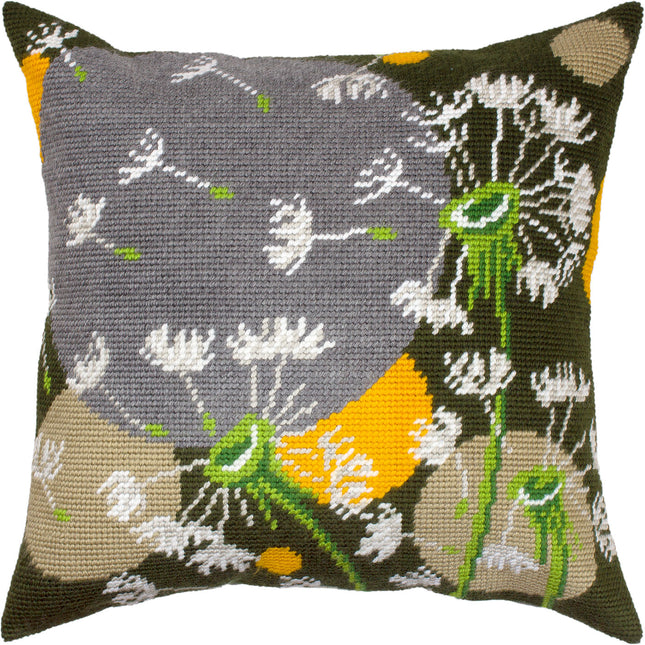 Needlepoint Pillow Kit "Dandelions in a Breeze"